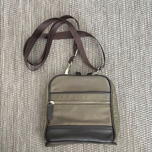 Portagio Olive Green and Brown Organizer Crossbody Bag